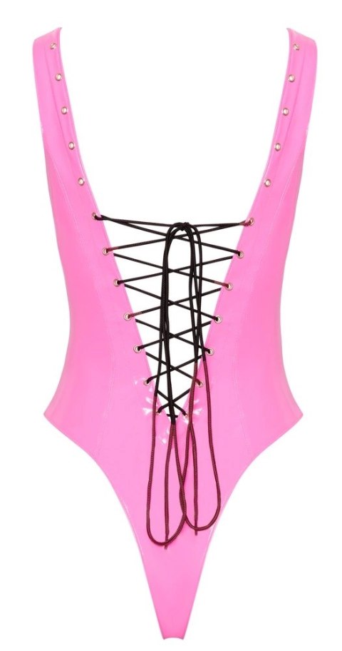 Black Level Body Winylowe Rożowe S z Czarnym Sznurowaniem