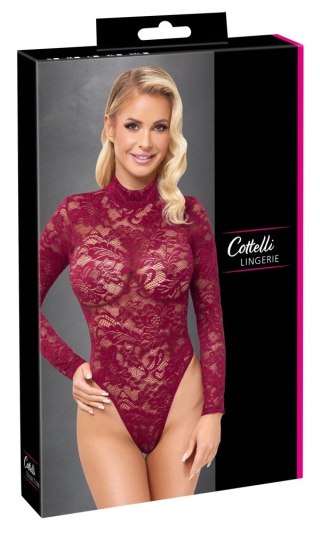 Cottelli Lingerie Body Koronkowe Bordowe L Długi Rękaw