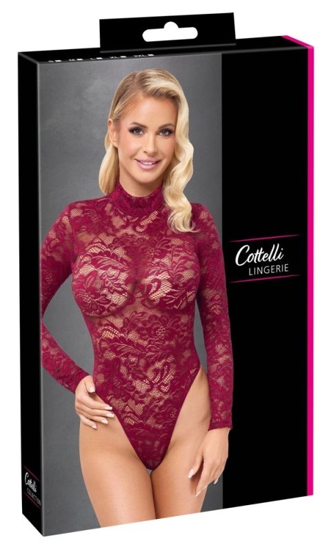 Cottelli Lingerie Body Koronkowe Bordowe L Długi Rękaw