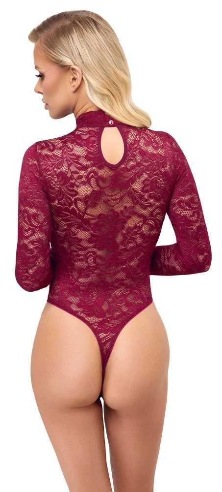 Cottelli Lingerie Body Koronkowe Bordowe L Długi Rękaw