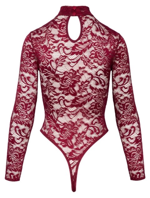 Cottelli Lingerie Body Koronkowe z Długim Rękawem Bordowe M