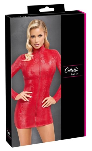 Cottelli PARTY Mini Sukienka Skora Węża Czerwona M Długi Rękaw