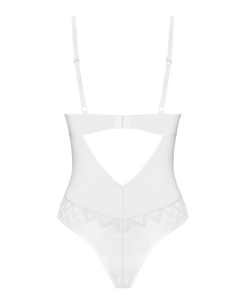 Obsessive Alissium Body białe koronka XL/2XL regulowane ramiączka