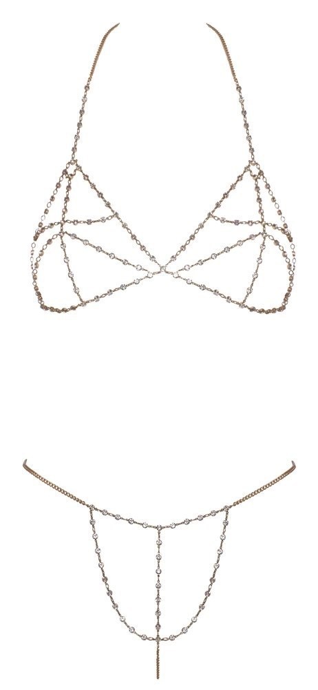 Cottelli ACCESSOIRES Bikini Łańcuszkowe Złote z Dżetami Regulowane