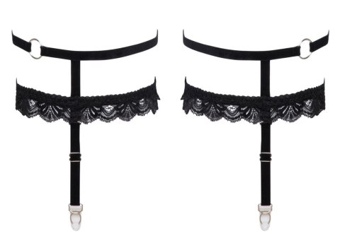 Cottelli ACCESSOIRES Podwiązki czarne koronkowe L/XL regulowane