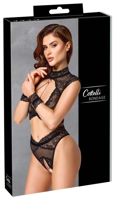 Cottelli Collection Bondage Zestaw Koronkowy z Kajdankami L Czarny