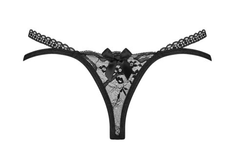 Obsessive Blomentis stringi czarne XS/S koronka komfort elastyczne