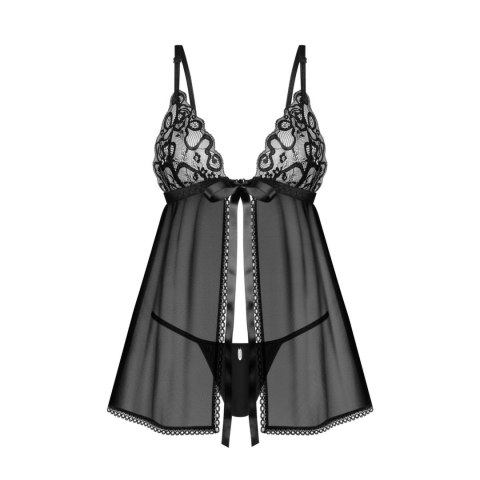 Obsessive Blomentis Babydoll XS/S komplet z koronką i stringami