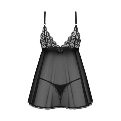 Obsessive Blomentis Babydoll XS/S komplet z koronką i stringami