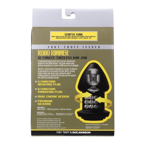 Doc Johnson Robo Rimmer X - Wibrujący Plug z Funkcją Rotacji, Czarny