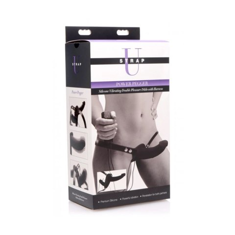 XR Brands Vibrating Double System Harness silikonowy, 10 trybow, czarny