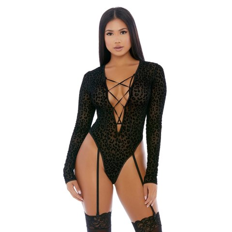 Forplay Feline XL Body z długim rękawem i wzorem geparda