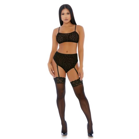 Forplay Lustful Leopard komplet bielizny XL siateczka z paskami do pończoch