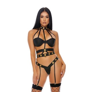 Forplay Seductive Cage XL - komplet bielizny z paskami do pończoch