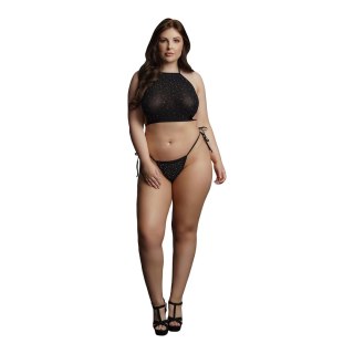 Le Desir Plus Size Komplet Top i Majtki z Kryształkami 1XL-3XL