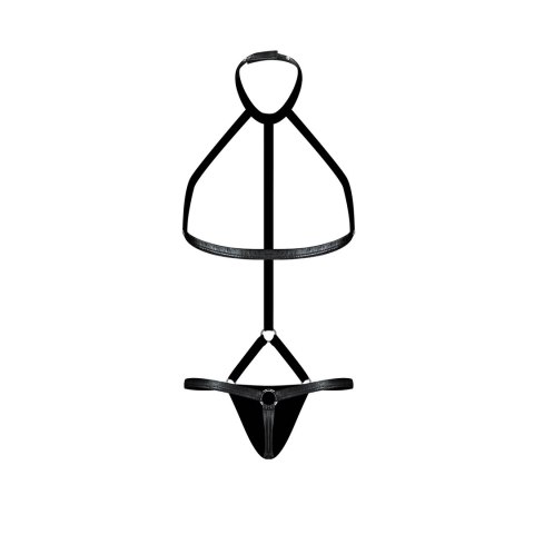 Male Power Fetish - Stringi z uprzężą i chokerem czarne L/XL