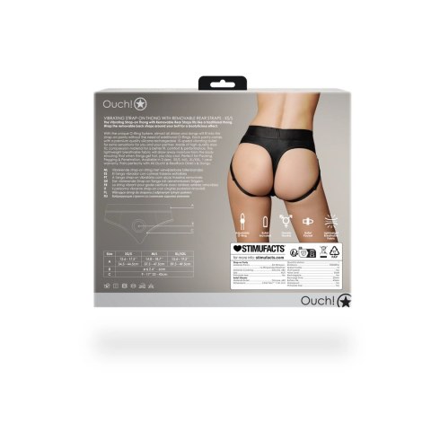 Ouch! Wibrujące stringi z odpinanymi paskami XS/S czarne