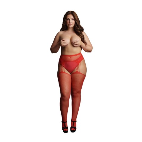 Le Desir Rajstopy siateczkowe Plus Size z dżetami, elastyczne
