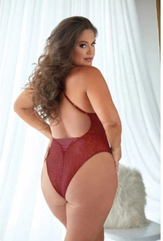 Allure Body burgundowe z koronką i wzorem panterki 2X/3X