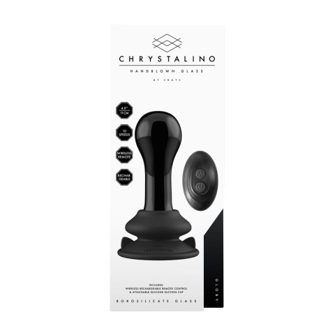 Shots Christalino Glass Vibrator 10 Trybow Czarny z Przyssawką