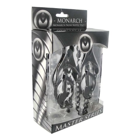 XR Brands Monarch Metalowe Zaciski z Łańcuchem, czarne, 12 cali
