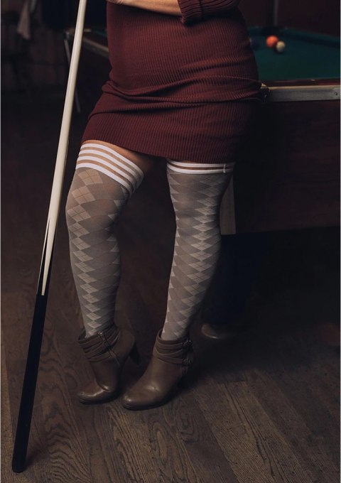 Kix'ies Golf Collection Pończochy Thigh-High Argyle Plus Size