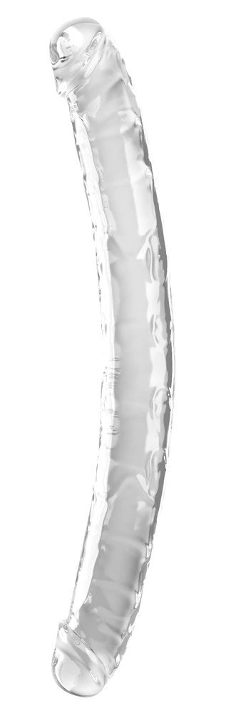 King Cock Clear Model 18in Podwojna Maszyna Intymna Przezroczysta 46cm