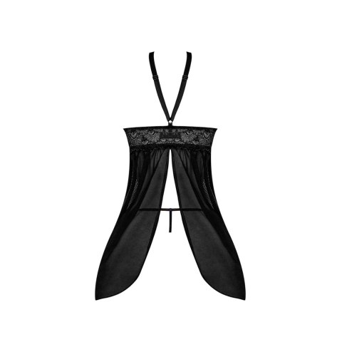 Magic Silk Exposed Babydoll Plus Size z odkrytymi plecami, czarna