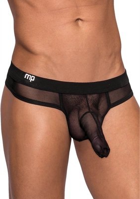Male Power Hoser LXL - stringi męskie z niskim stanem, logo, czarne