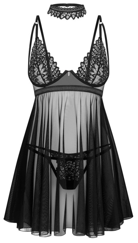 Obsessive Donarella babydoll XL/2XL z stringami i regulowanym chokerem