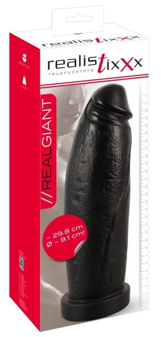 Realistixxx Real Giant XXL 29,8 cm - model anatomiczny czarny PVC