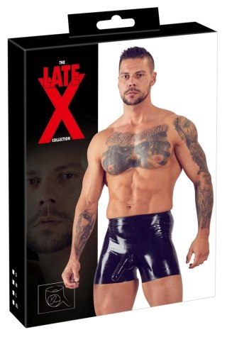 Late X Spodenki Lateksowe Czarny Model XL z Anatomiczną Osłoną