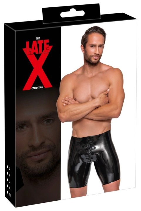 LateX Spodenki Lateksowe Czarny Zamek Błyskawiczny Rozmiar M