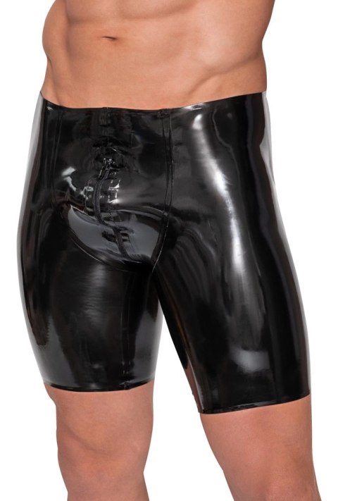 LateX Spodenki Lateksowe Czarny Zamek Błyskawiczny Rozmiar M