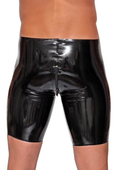 LateX Spodenki Lateksowe Czarny Zamek Błyskawiczny Rozmiar M