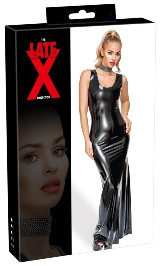 LateX Sukienka Maxi Czarna XL - Taliowany Model z Naturalnego Lateksu