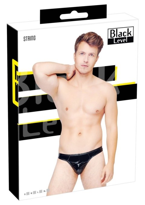 Black Level Stringi Męskie Czarny Połysk Rozmiar M