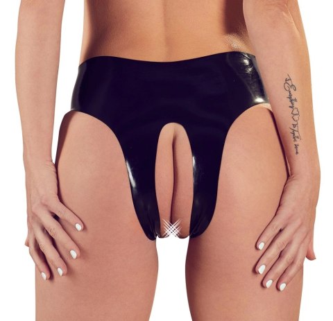 Late X Majtki Lateksowe Open-Crotch Czarny S-L Anatomiczne