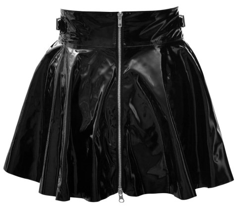 Black Level Spodnica Vinylowa Czarna Krotka S Rozkloszowana