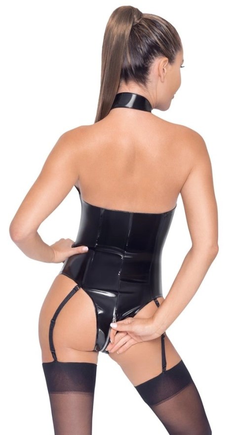 Black Level Body Winylowe Szelki Zamek Błyskawiczny Czarny S