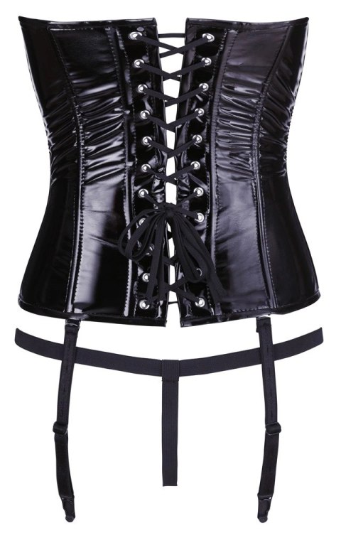Black Level Gorset Winylowy Czarny M z Regulacją i Stringami