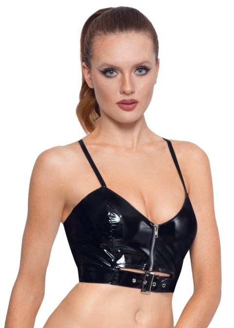 Black Level Top winylowy z zamkiem XS czarny połysk regulowany