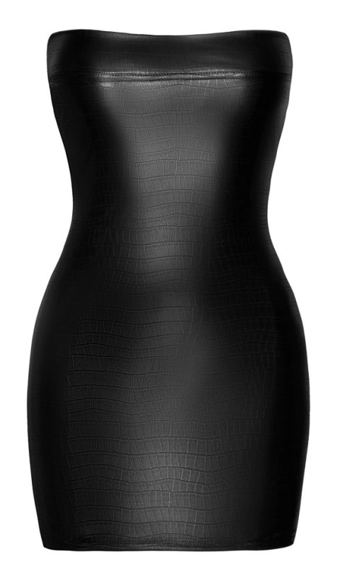 Noir Sukienka Wet Look L Krotka Bez Ramiączek Krokodyli Wzor