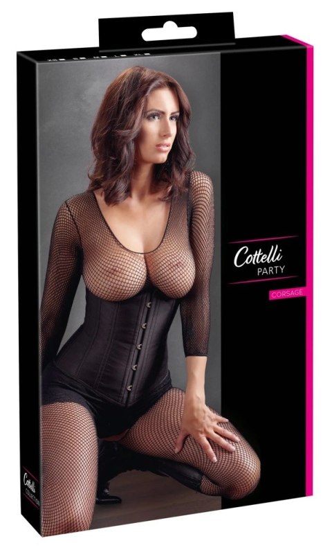 Cottelli Collection Gorset Party Bez Miseczek Czarny, Rozmiar L, Haftki