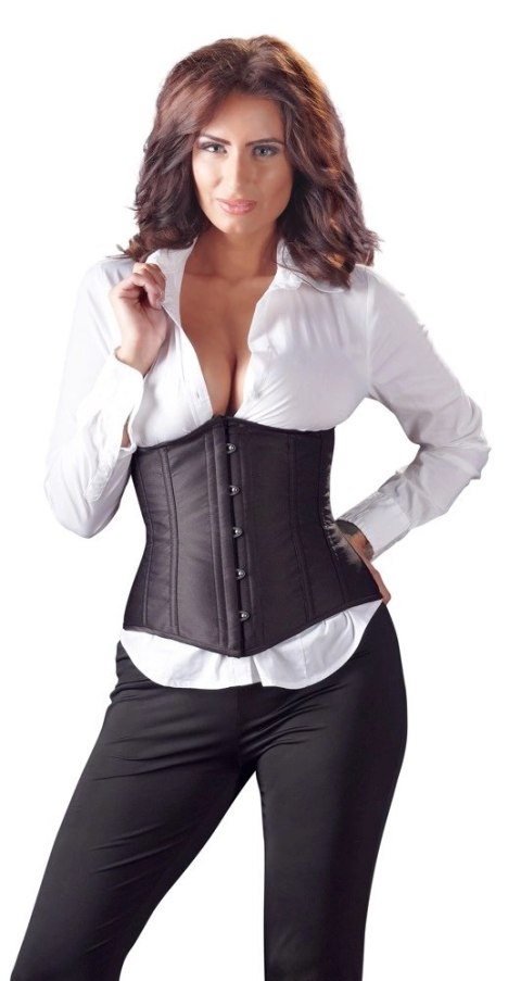Cottelli Collection Gorset bez miseczek na haftki czarny M