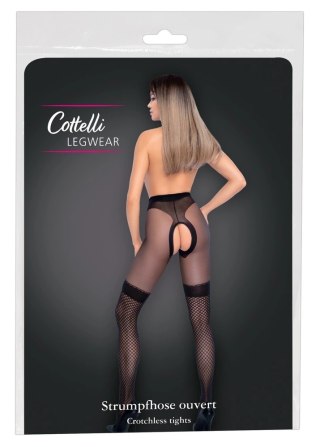 Cottelli LEGWEAR Rajstopy 30 den z siateczką i otwartą strefą, czarne