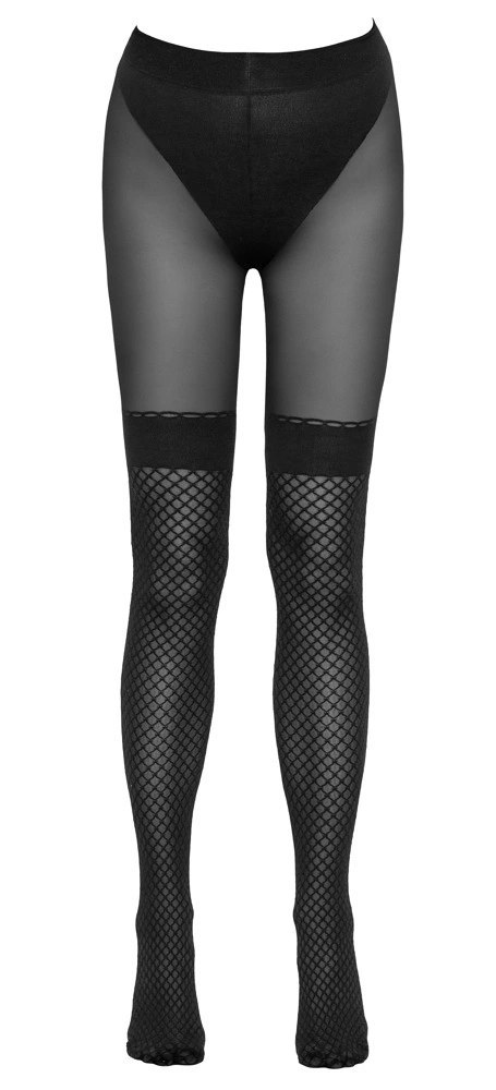 Cottelli LEGWEAR Rajstopy 30 den z siateczką i otwartą strefą, czarne