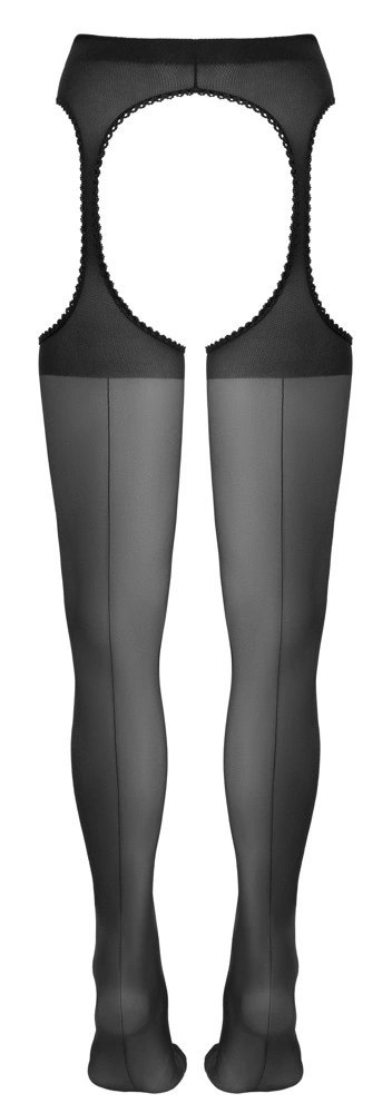 Cottelli LEGWEAR Rajstopy z koronką i szwem, czarne, 20 DEN