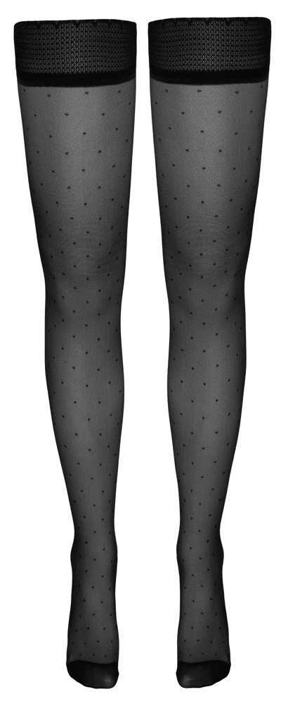 Cottelli Legwear Pończochy Samonośne Czarny Kropki Szeroki Top