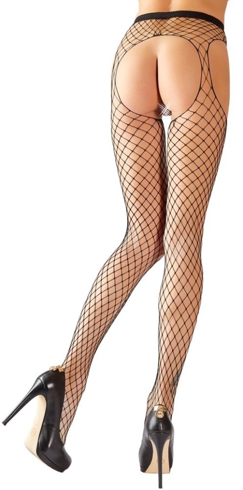Cottelli Legwear Siateczkowe Rajstopy z Pasem Bez Krocza S-L